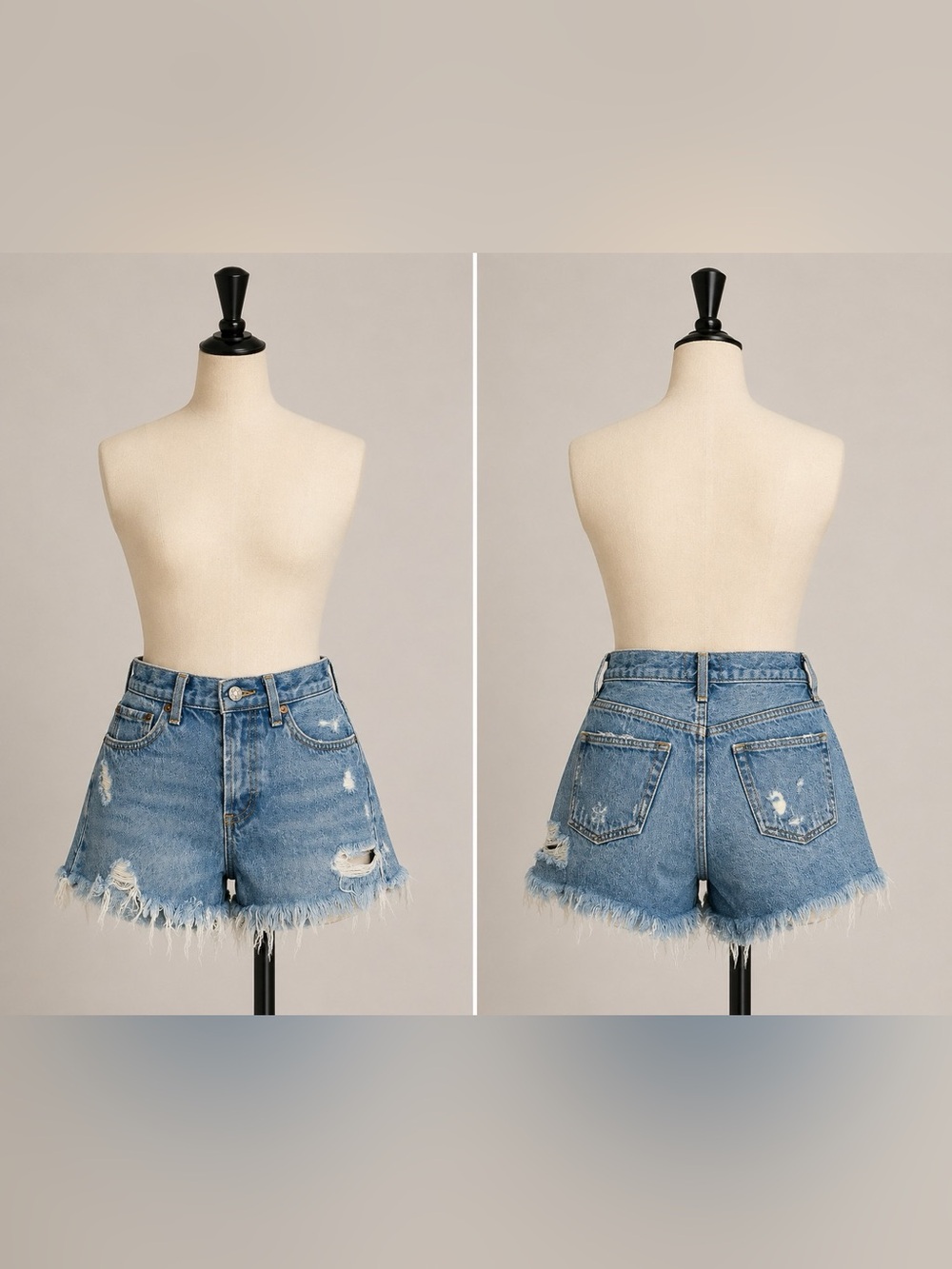 AGOLDE Parker Vintage Cut-Off Denim Shorts - Light Wash Distressed - Size 24
